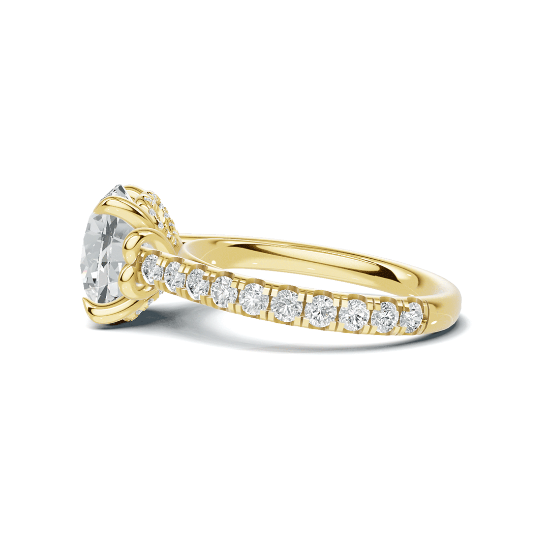Round Pave Setting Ring 14K Yellow Gold