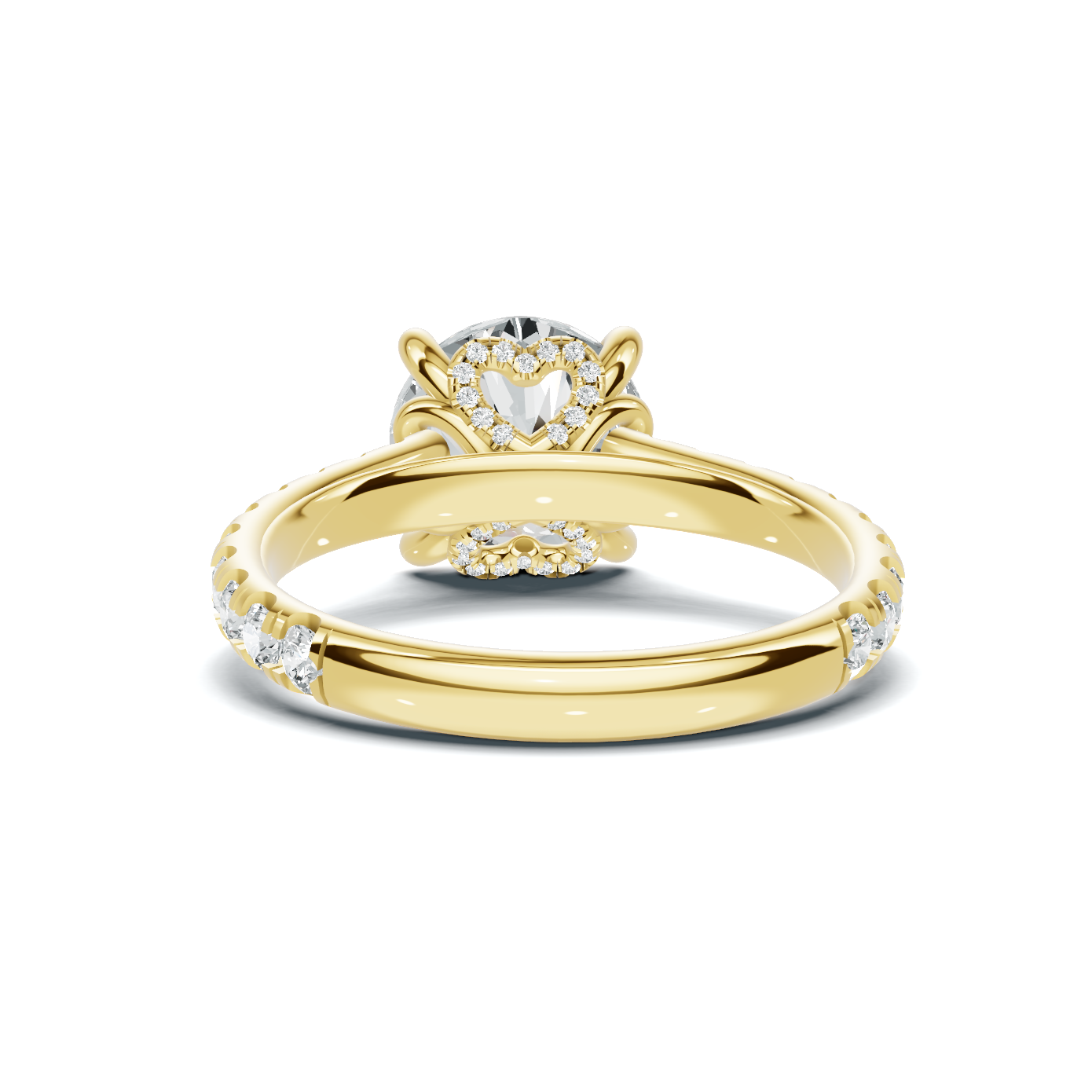 Round Pave Setting Ring 14K Yellow Gold