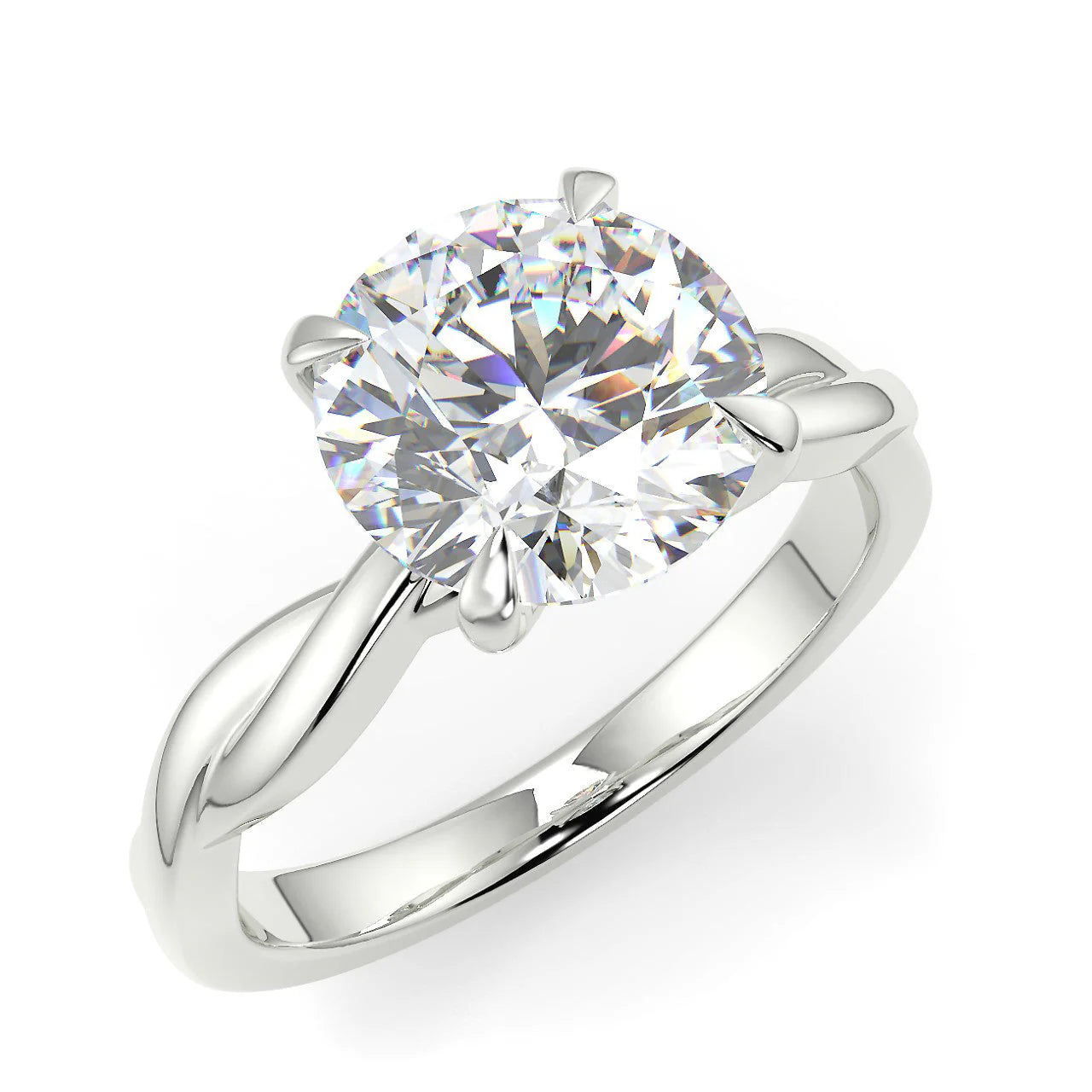 10k Gold Round Cut Lab Diamond Solitaire Spiral Ring