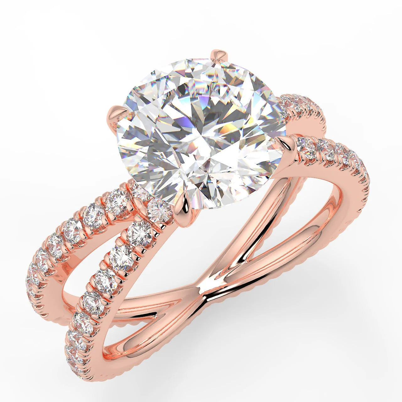 10k Gold Round Cut Lab Diamond Ring