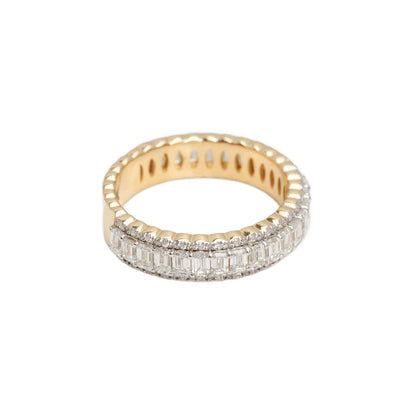 Or 10K deux tons jaune & blanc semi-éternité diamants lab coupe émeraude 2.25CT & ro Mens' Ring