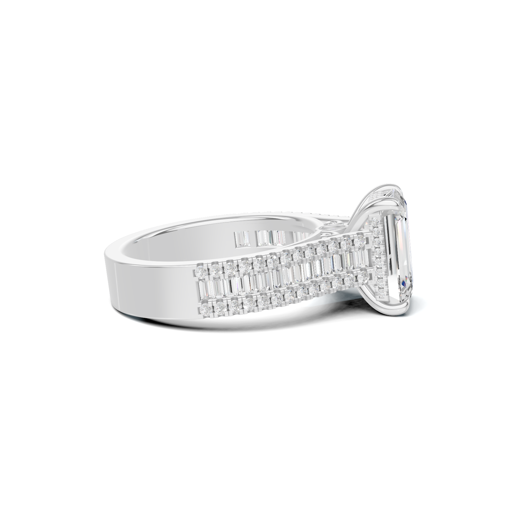 Baguette Detailed Statement Ring