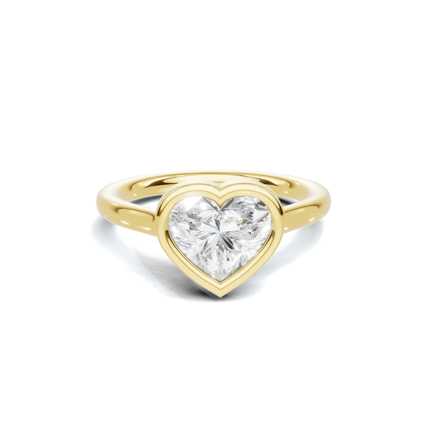 Bezel Heart Solitaire Ring
