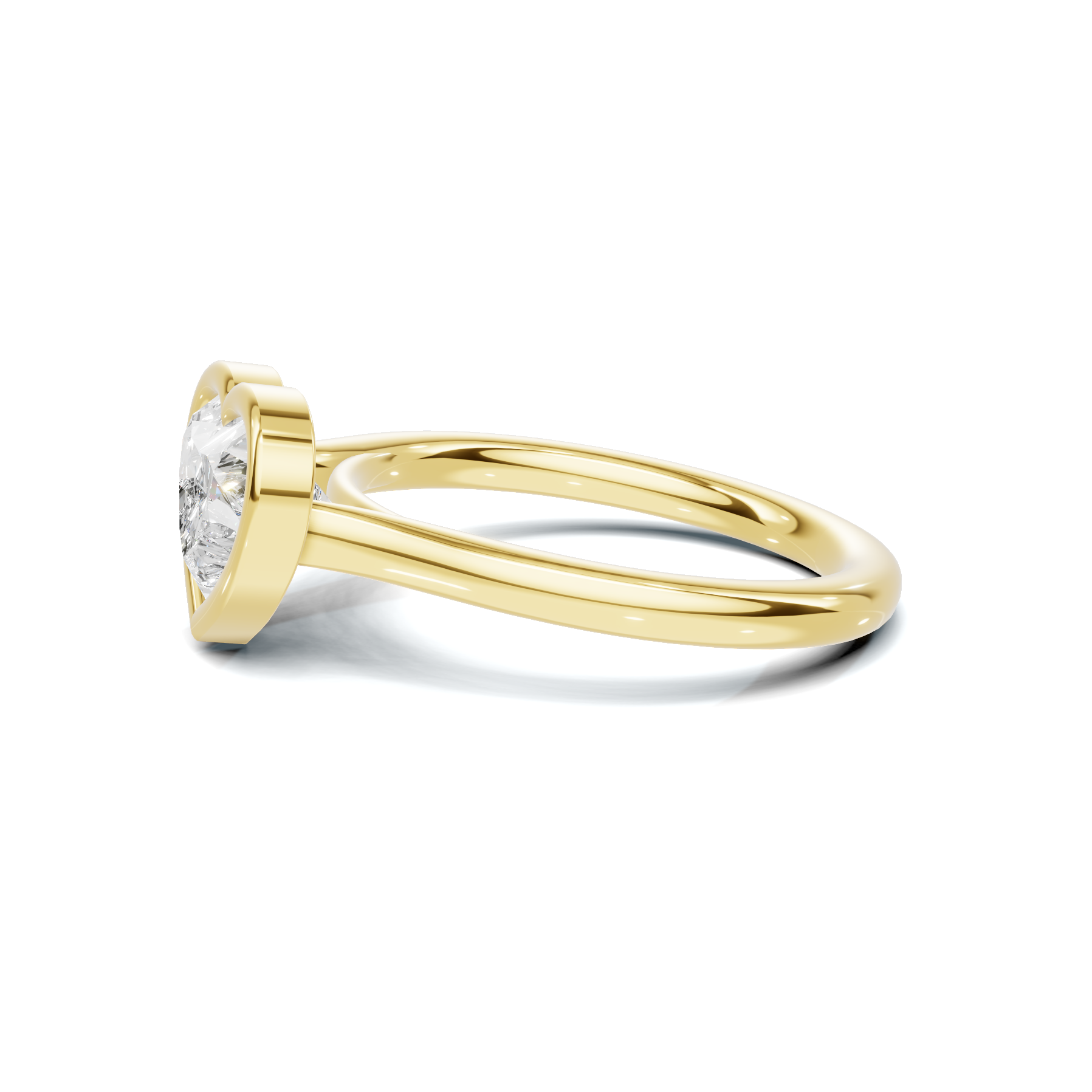 Bezel Heart Solitaire Ring