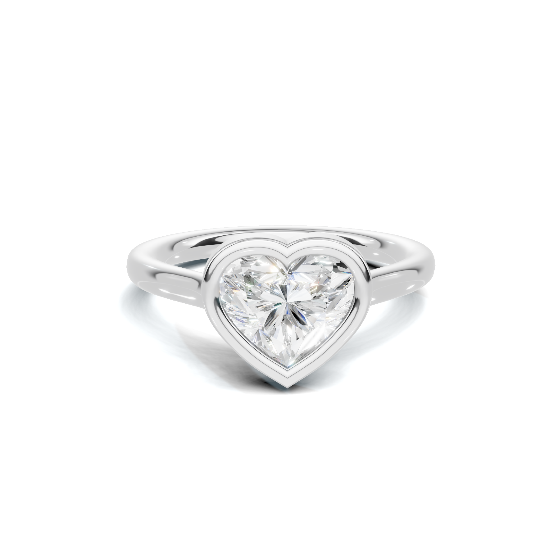 Bezel Heart Solitaire Ring