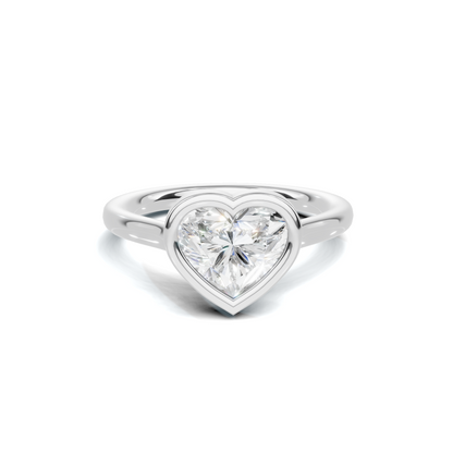 Bezel Heart Solitaire Ring