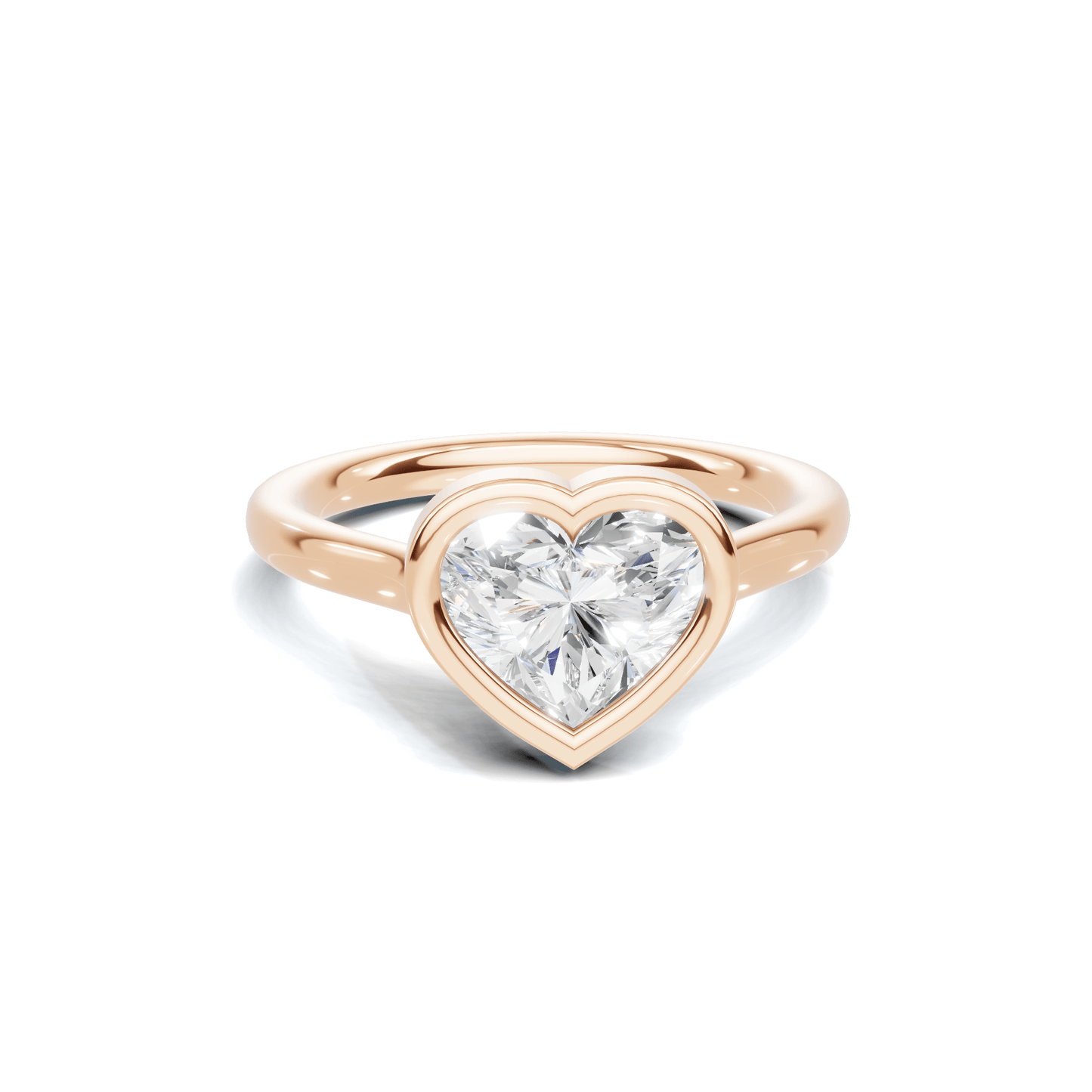 Bezel Heart Solitaire Ring