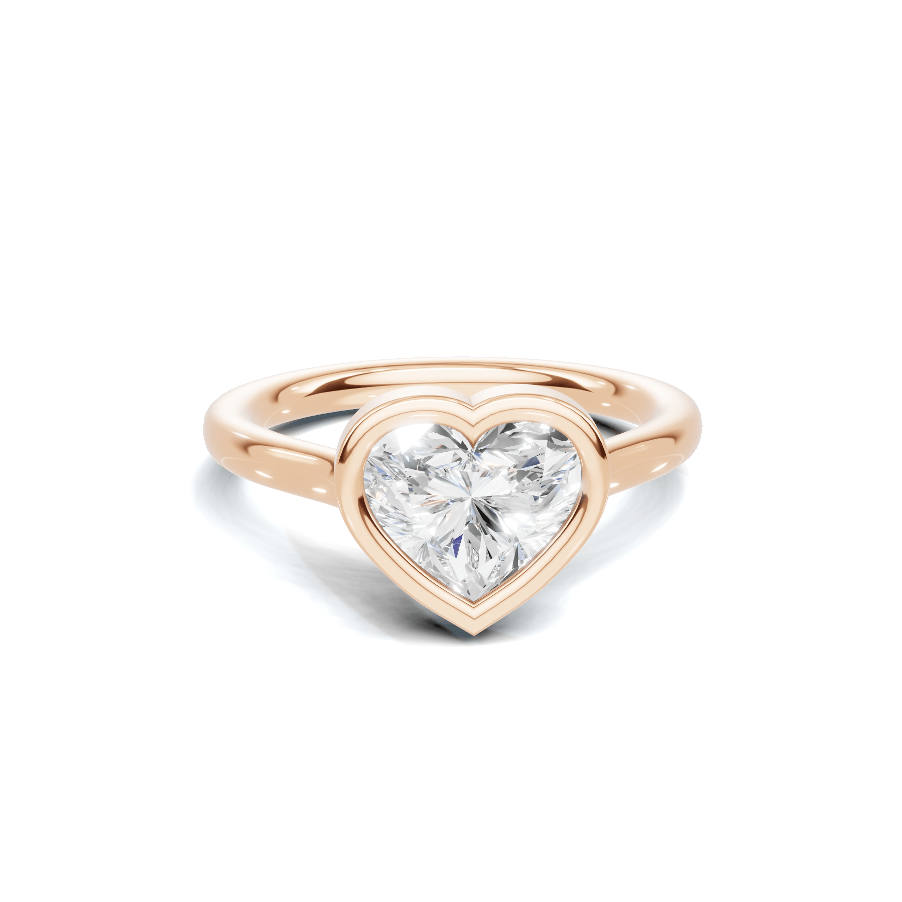 Bezel Heart Solitaire Ring