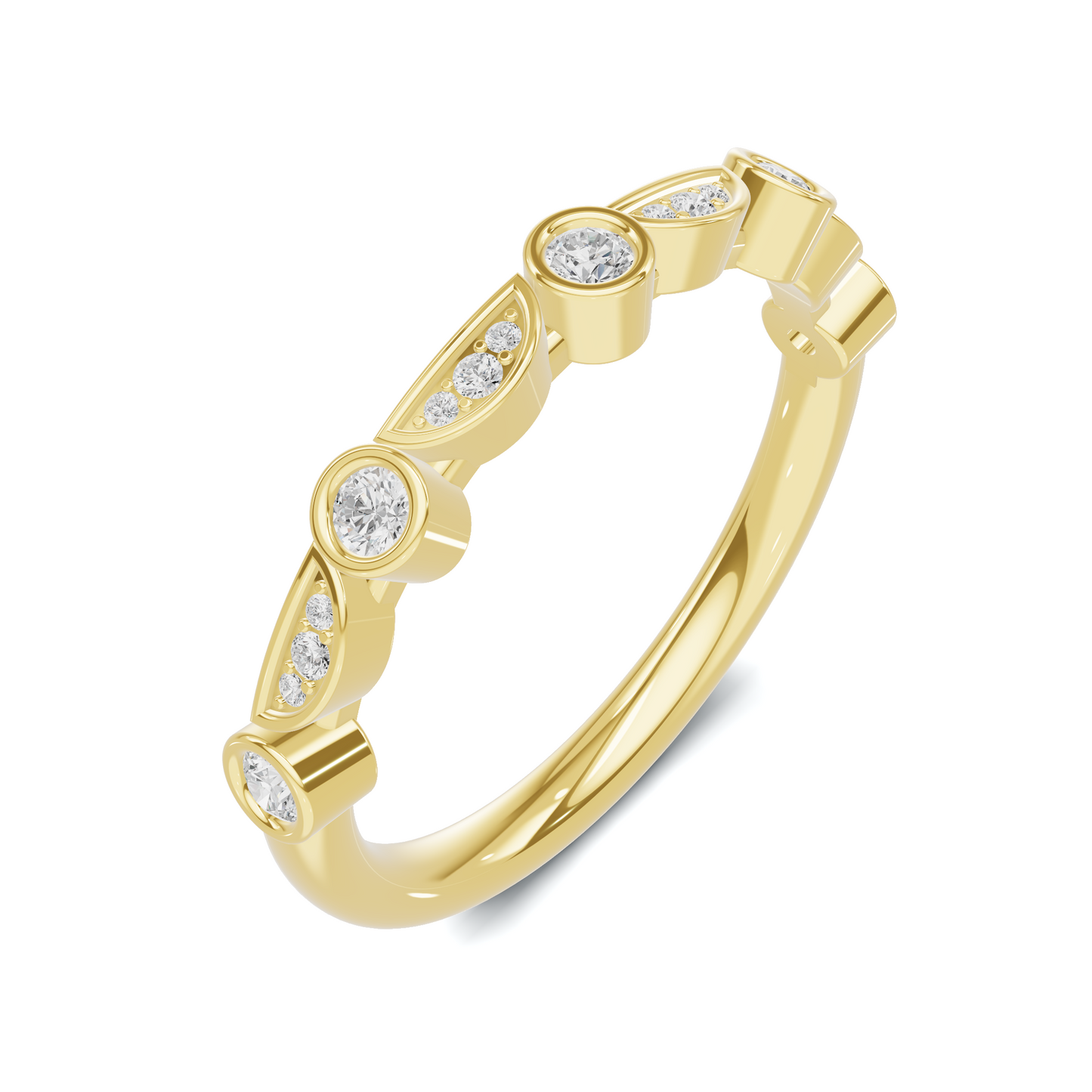 Bezel Set Arc Ring