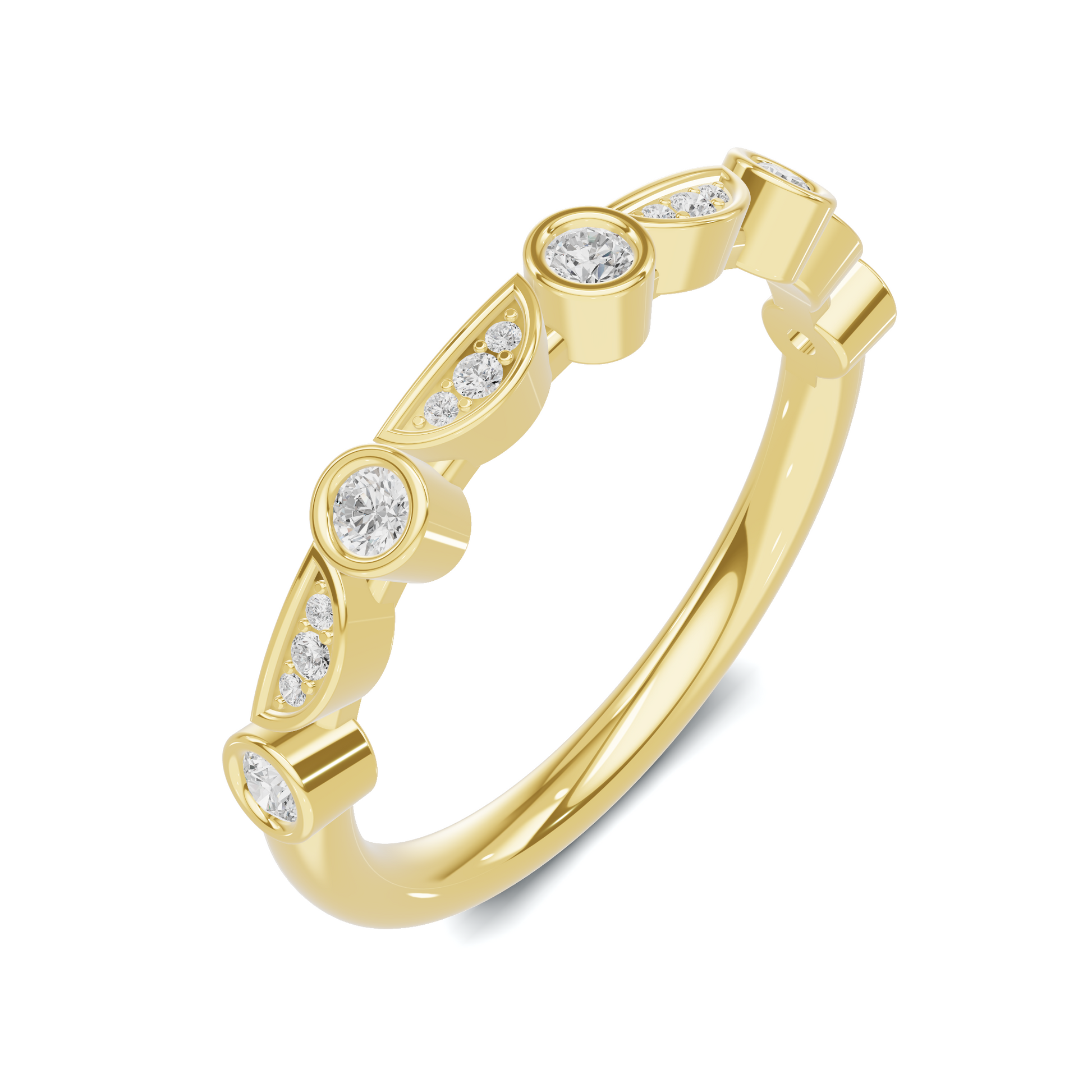 Bezel Set Arc Ring