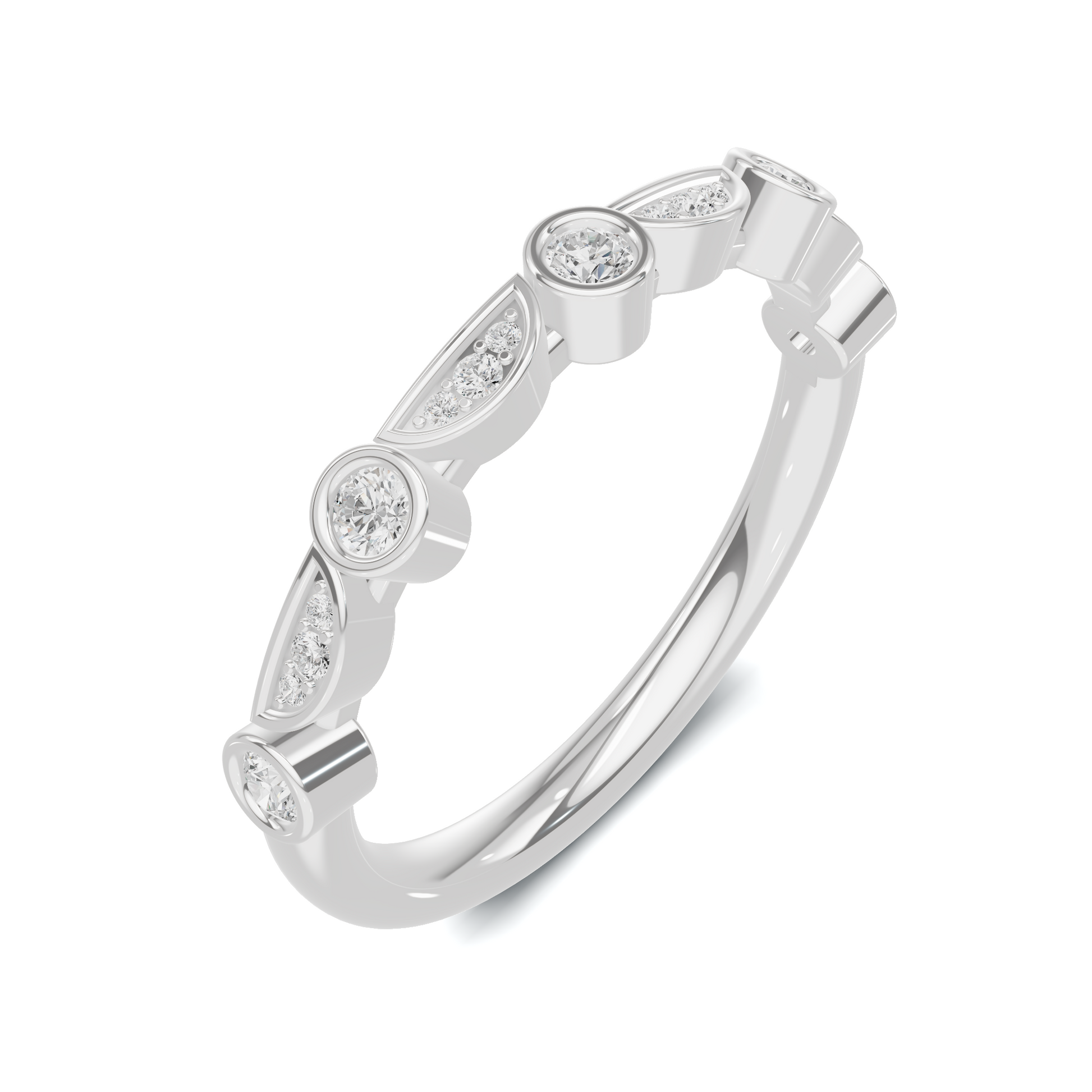 Bezel Set Arc Ring