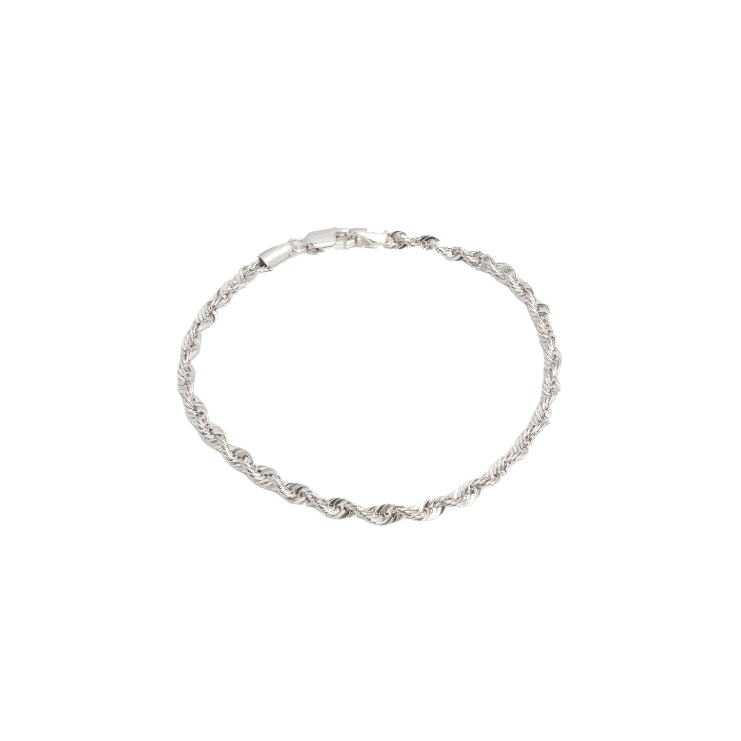 10K White Gold Laser-Cut Rope 3.2mm Bracelet