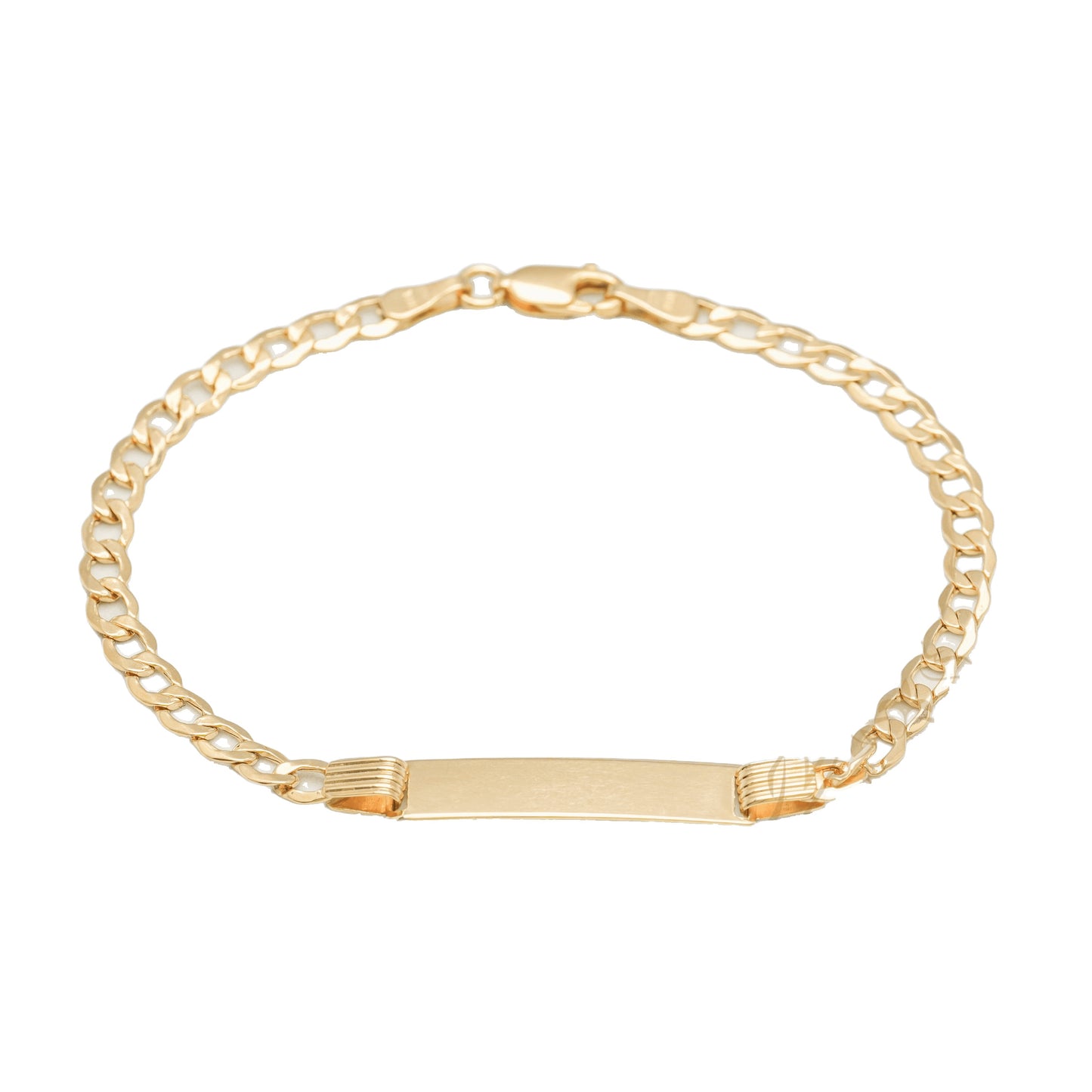 10K Yellow Gold Engravable Bar 6mm & Curb Bracelet