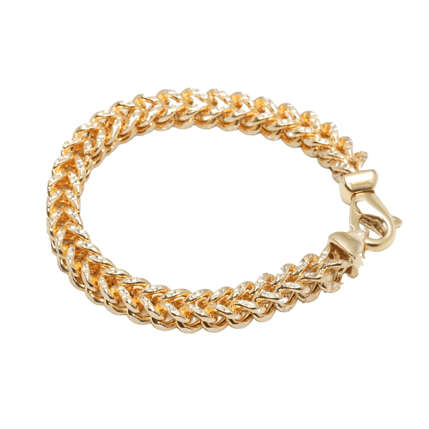 10K Two-Tone Yellow & White Gold Franco Diamond-Cut 8.4mm Bracelet
