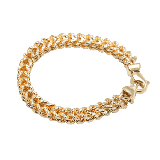 10K Two-Tone Yellow & White Gold Franco Diamond-Cut 8.4mm Bracelet