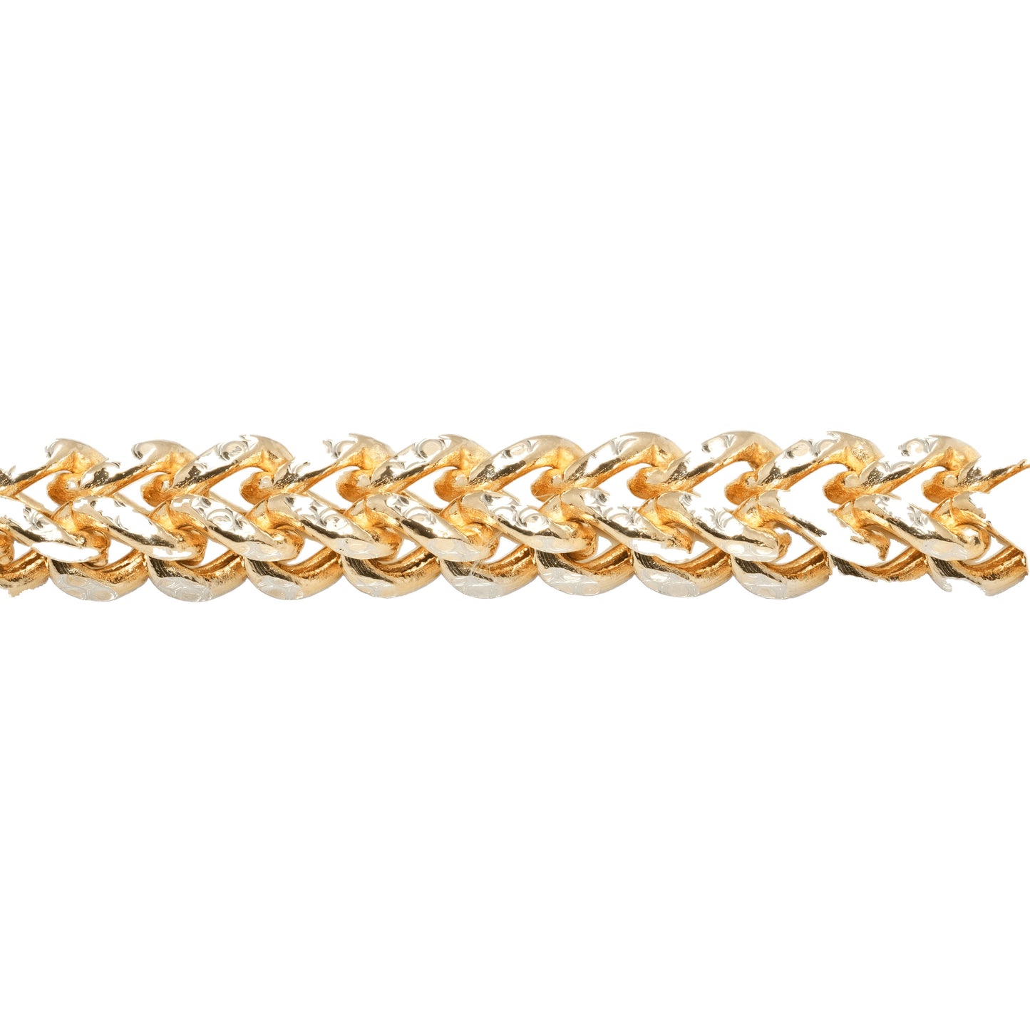 10K Two-Tone Yellow & White Gold Franco Diamond-Cut 8.4mm Bracelet
