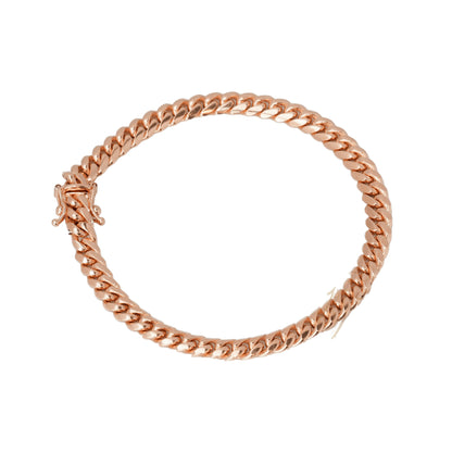 10K Rose Gold Cuban Link Solid 5.7mm Bracelet