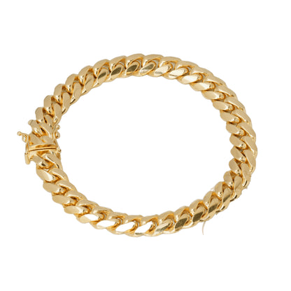 14K Yellow Gold Cuban Link Solid 9.5mm Bracelet