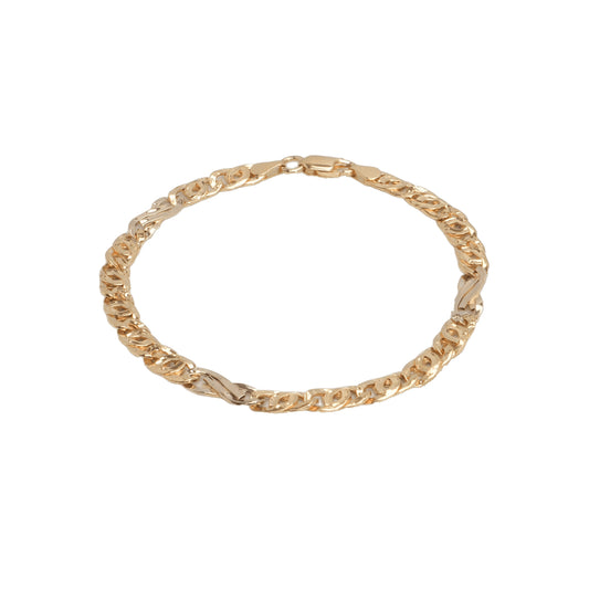 18K Two-Tone Yellow & White Gold Mixed Mariner Capri & Infinity 5.8mm Bracelet