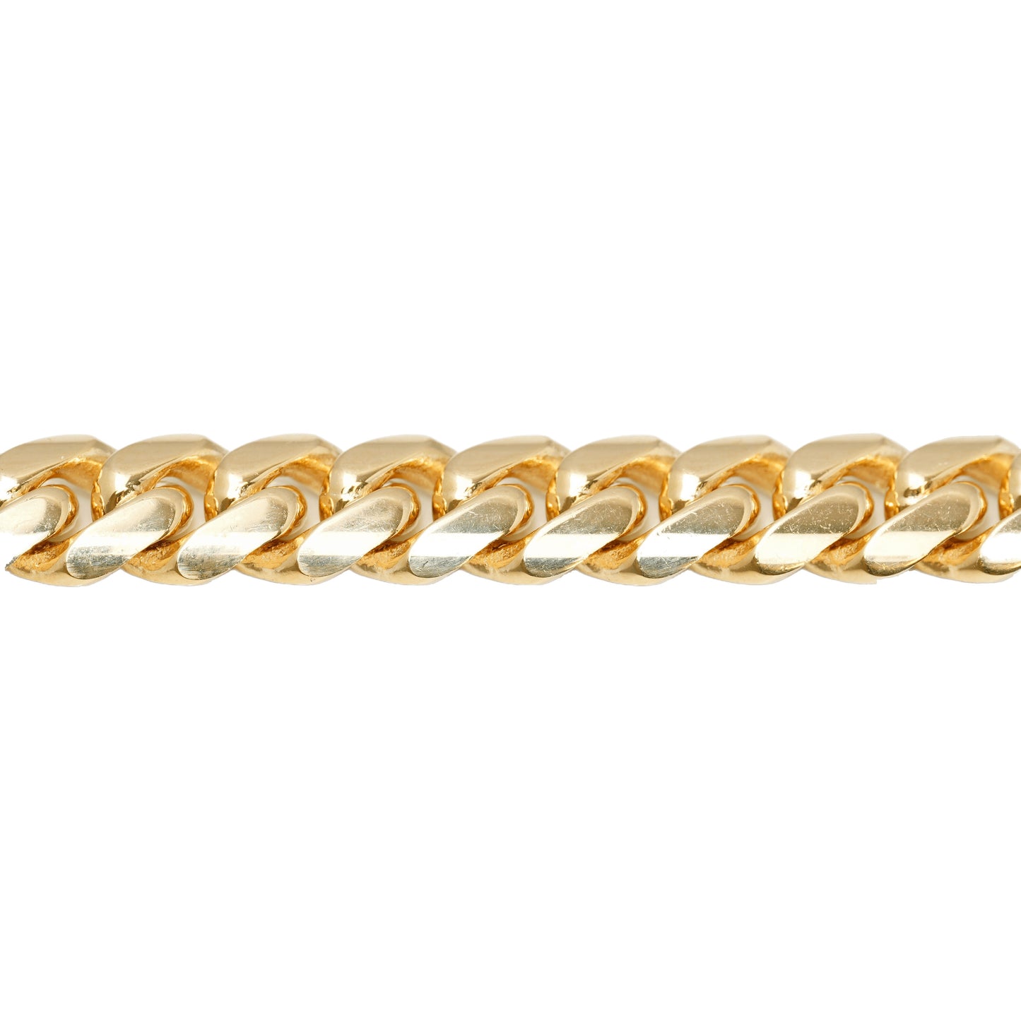 14K Yellow Gold Cuban Link Solid 9.5mm Bracelet