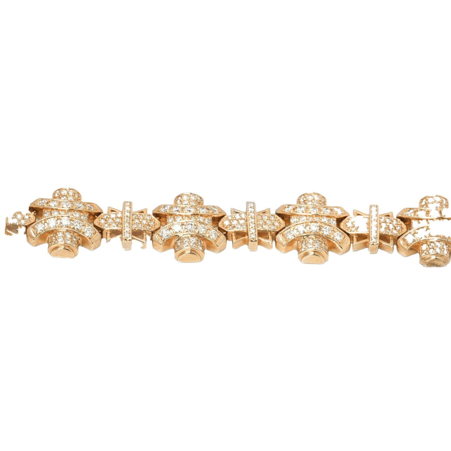 10K Yellow Gold Bold Pattern Natural Diamond Pavé 6.00CT Bracelet