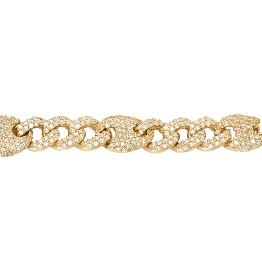Men's Bracelet - 10K Yellow Gold Cuban Link Mixed Natural Diamond Pavé 6.15CT 9.5mm 8.5"