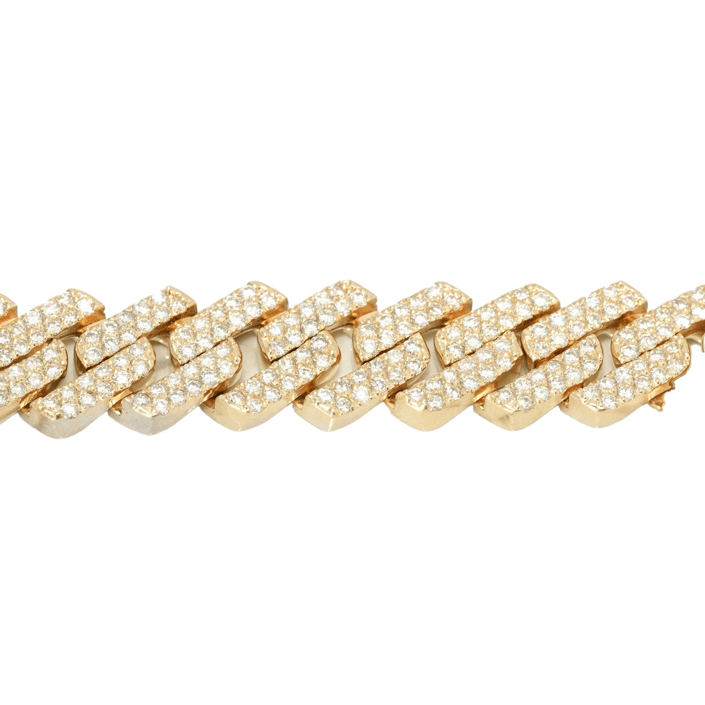 Men's Bracelet - 10K Yellow Gold Cuban Link Natural Diamond Pavé 10.30CT 12mm 8.5"