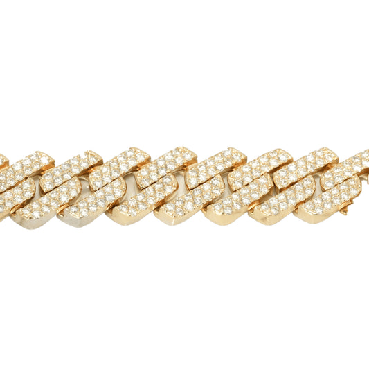 Men's Bracelet - 10K Yellow Gold Cuban Link Natural Diamond Pavé 10.30CT 12mm 8.5"