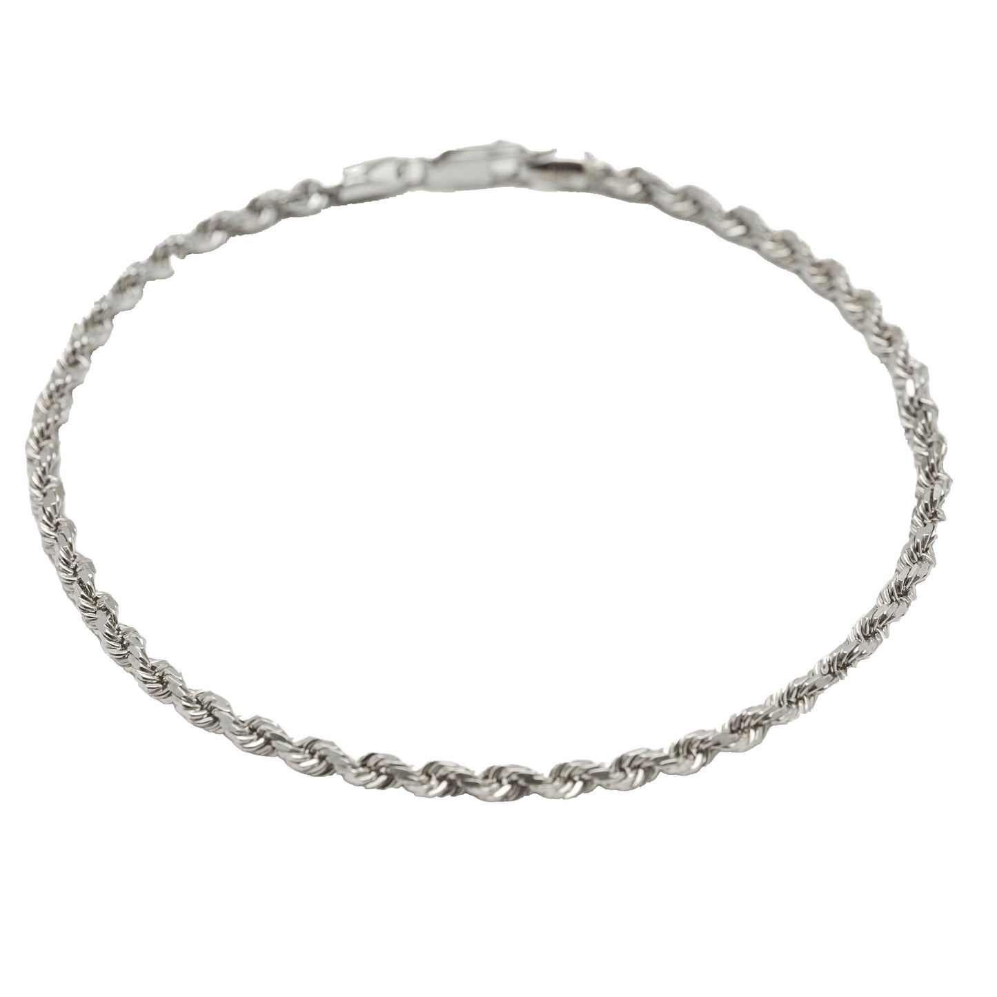 10K White Gold Rope 9.5" Bracelet