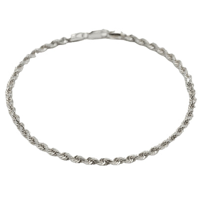 10K White Gold Rope 9.5" Bracelet