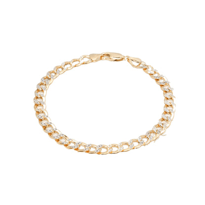 10K Two-Tone Yellow & White Gold Curb 6.4mm Bracelet