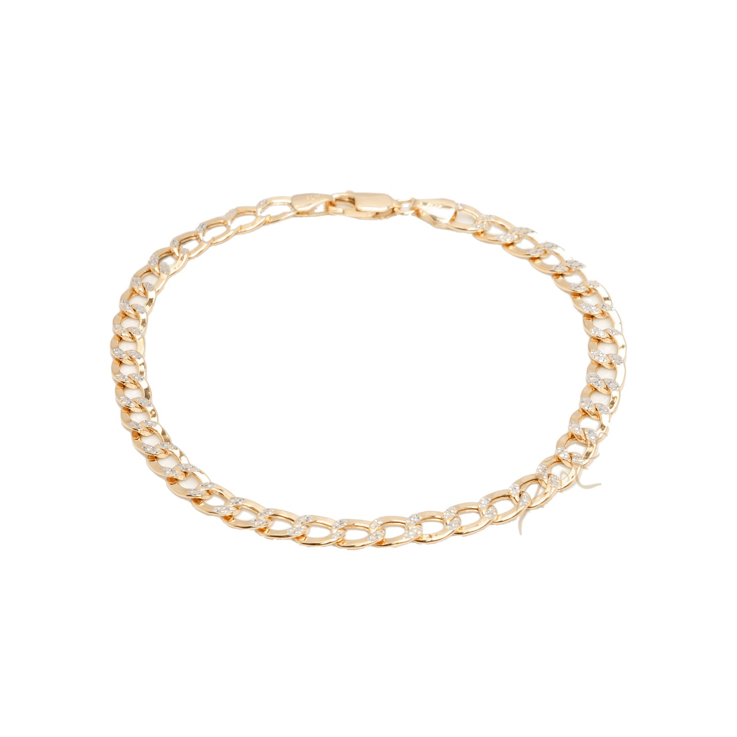 10K Two-Tone Yellow & White Gold Curb 5.4mm Bracelet