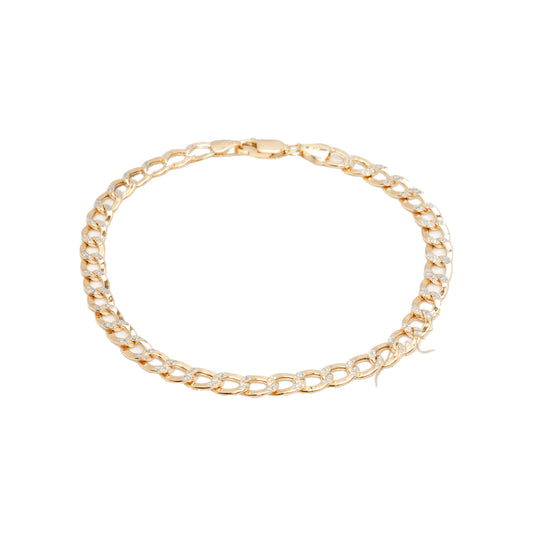 10K Two-Tone Yellow & White Gold Curb 5.4mm Bracelet