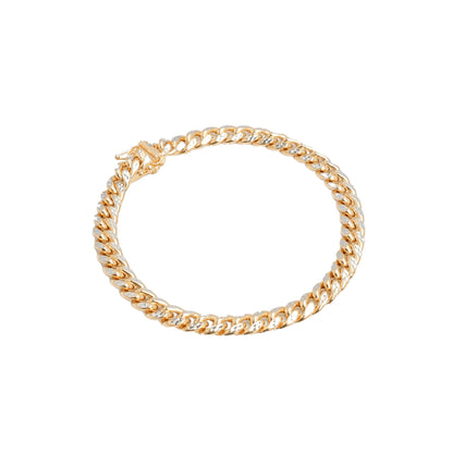 10K Two-Tone Yellow & White Gold Cuban Link 6.7mm Bracelet
