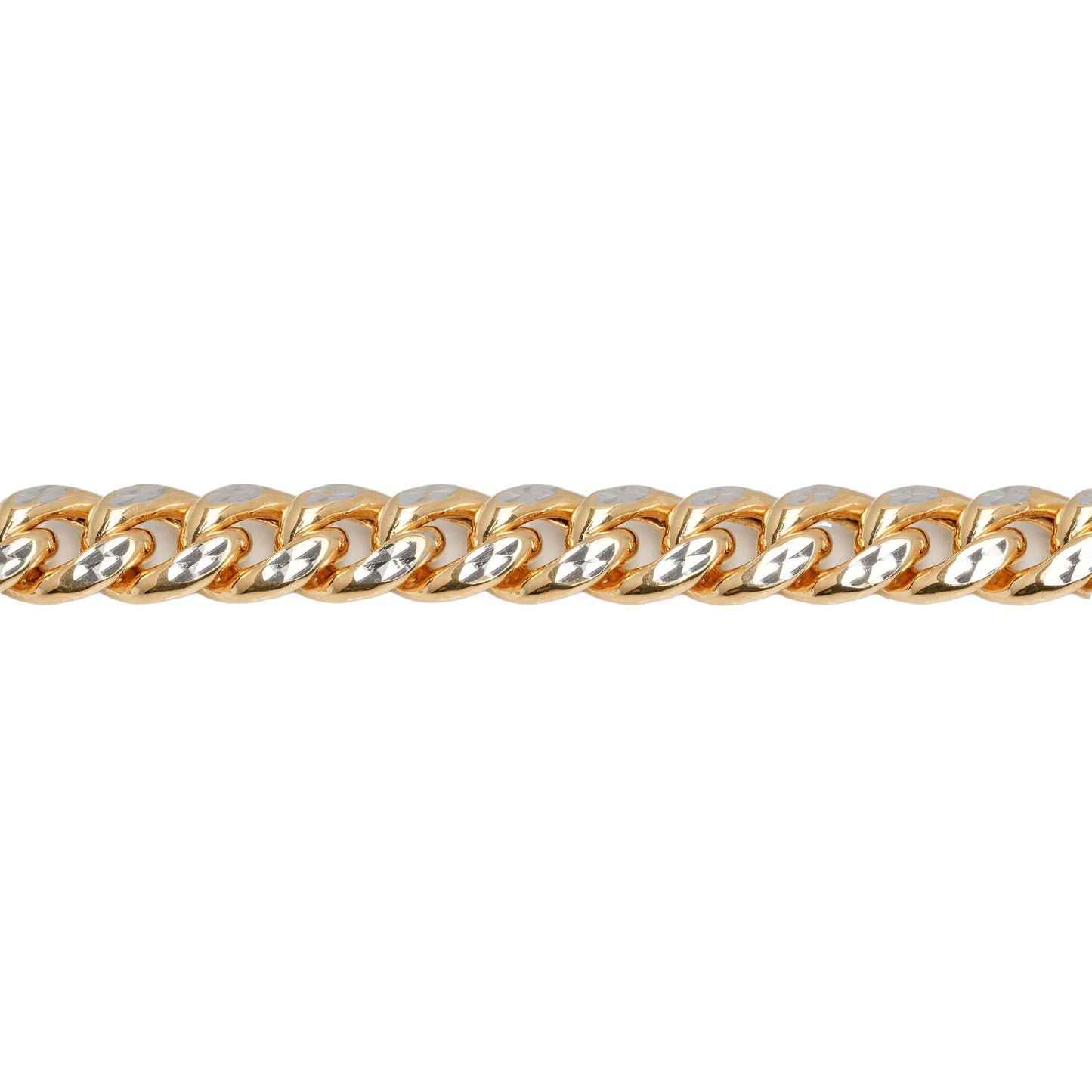 10K Two-Tone Yellow & White Gold Cuban Link 6.7mm Bracelet