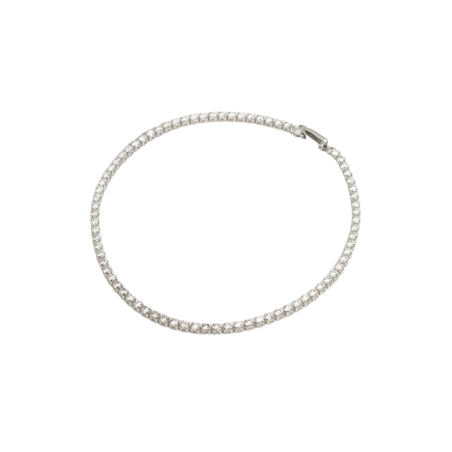 14K White Gold Mini Tennis 2.00CT Round Brilliant Cut 2mm Bracelet