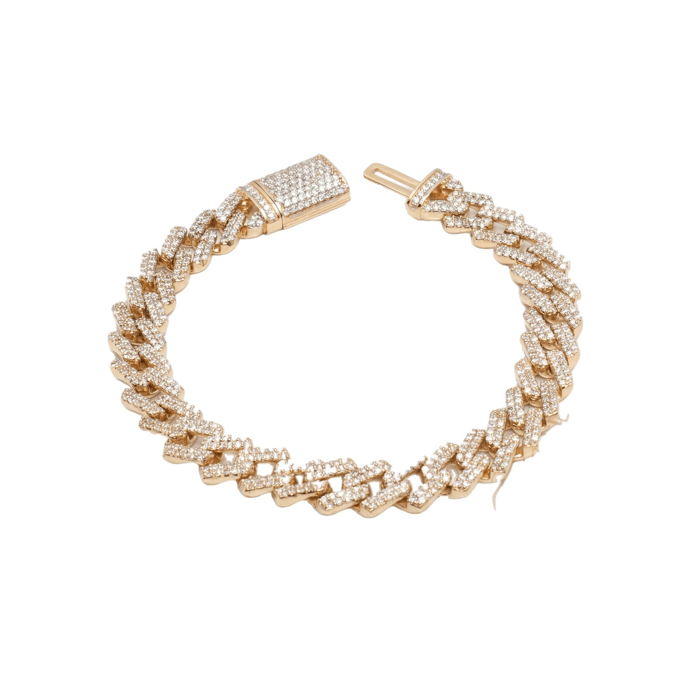 10K Two-Tone Yellow & White Gold Cuban Link Lab Diamond Pavé VVS 5.00CTW 10mm Bracelet