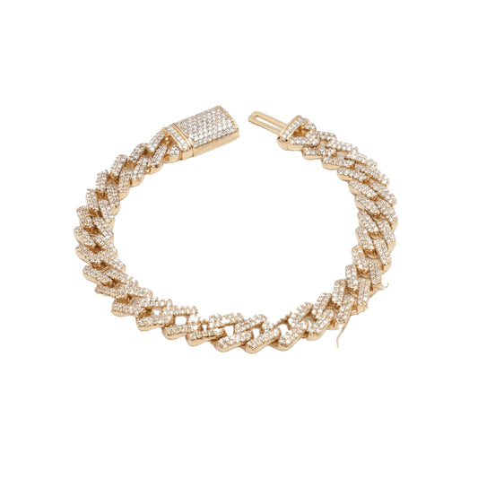 10K Two-Tone Yellow & White Gold Cuban Link Lab Diamond Pavé VVS 5.00CTW 10mm Bracelet