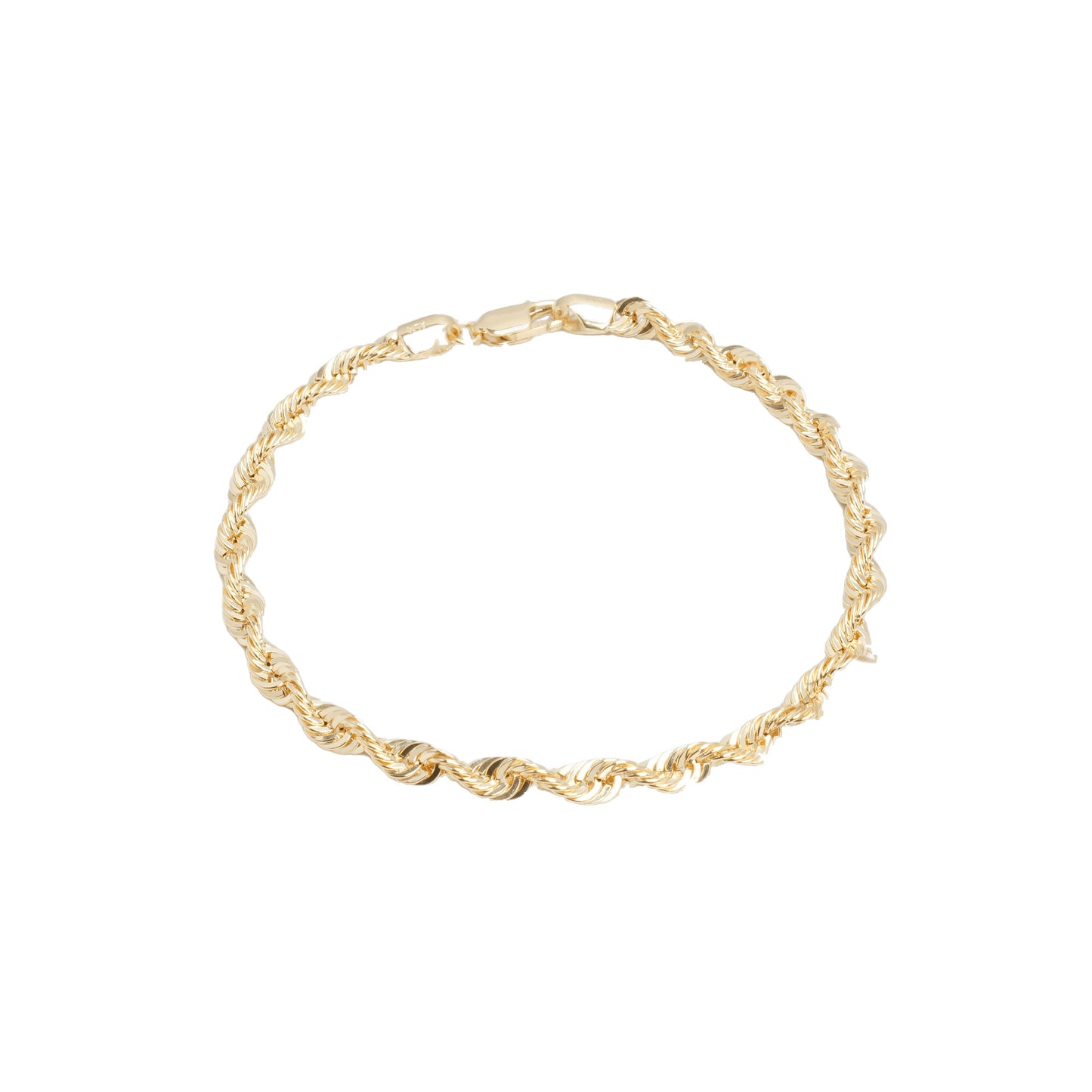 10K Yellow Gold Laser-Cut Rope 4.4mm Bracelet