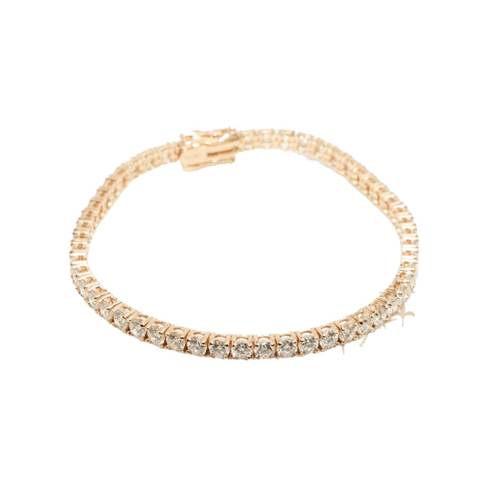 14K Yellow Gold VVS Lab Diamond Tennis 6.50TCW Round Brilliant Cut 3.5mm Bracelet