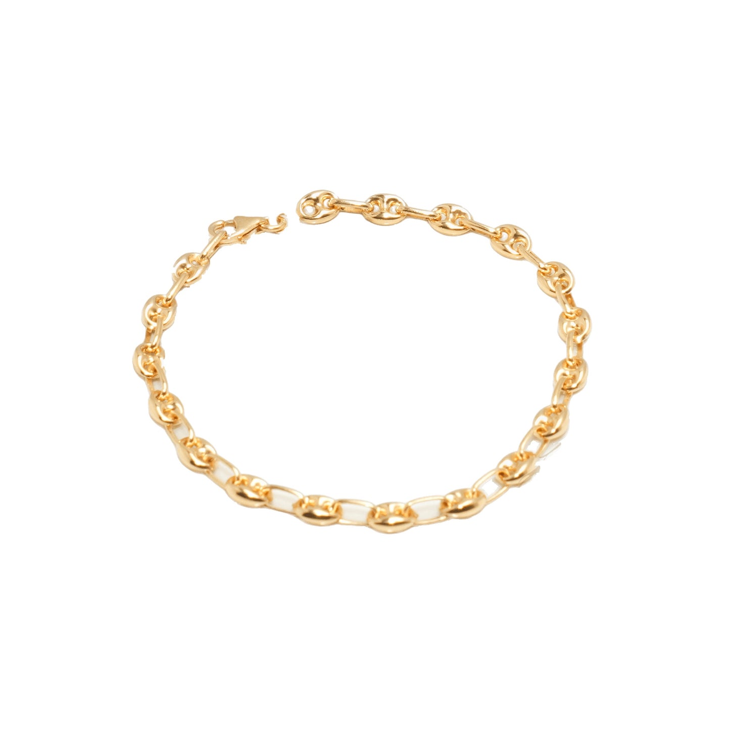 10K Yellow Gold Puffed Anchor 4.7mm Bracelet