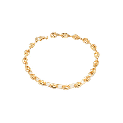 10K Yellow Gold Puffed Anchor 4.7mm Bracelet