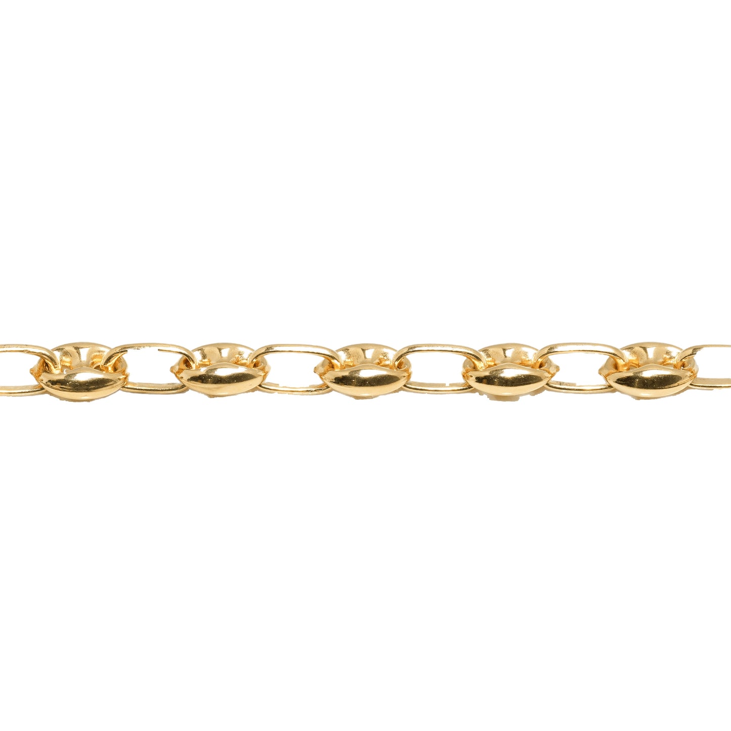 10K Yellow Gold Puffed Anchor 4.7mm Bracelet