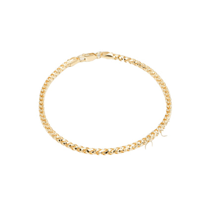 10K Yellow Gold Pineapple Franco Solid Diamond-Cut 3mm Bracelet
