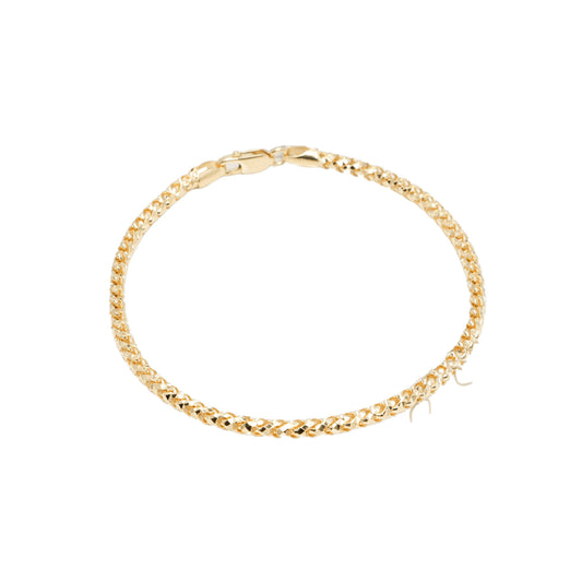10K Yellow Gold Pineapple Franco Solid Diamond-Cut 3mm Bracelet