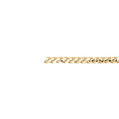 10K Yellow Gold Pineapple Franco Solid Diamond-Cut 3mm Bracelet