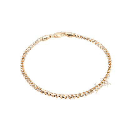 10K Two-Tone Yellow & White Gold Pineapple Franco Solid Diamond-Cut 3mm Bracelet