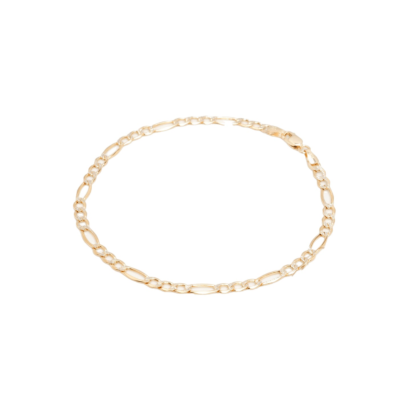 10K Two-Tone Yellow & White Gold Figaro Diamond-Cut 3.6mm Bracelet