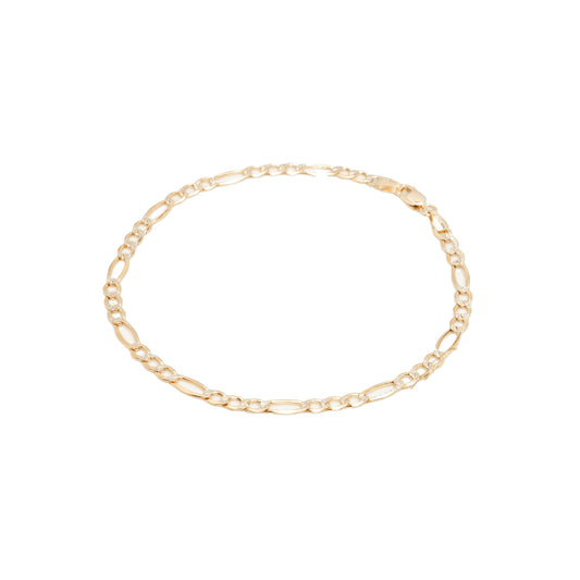 10K Two-Tone Yellow & White Gold Figaro Diamond-Cut 3.6mm Bracelet
