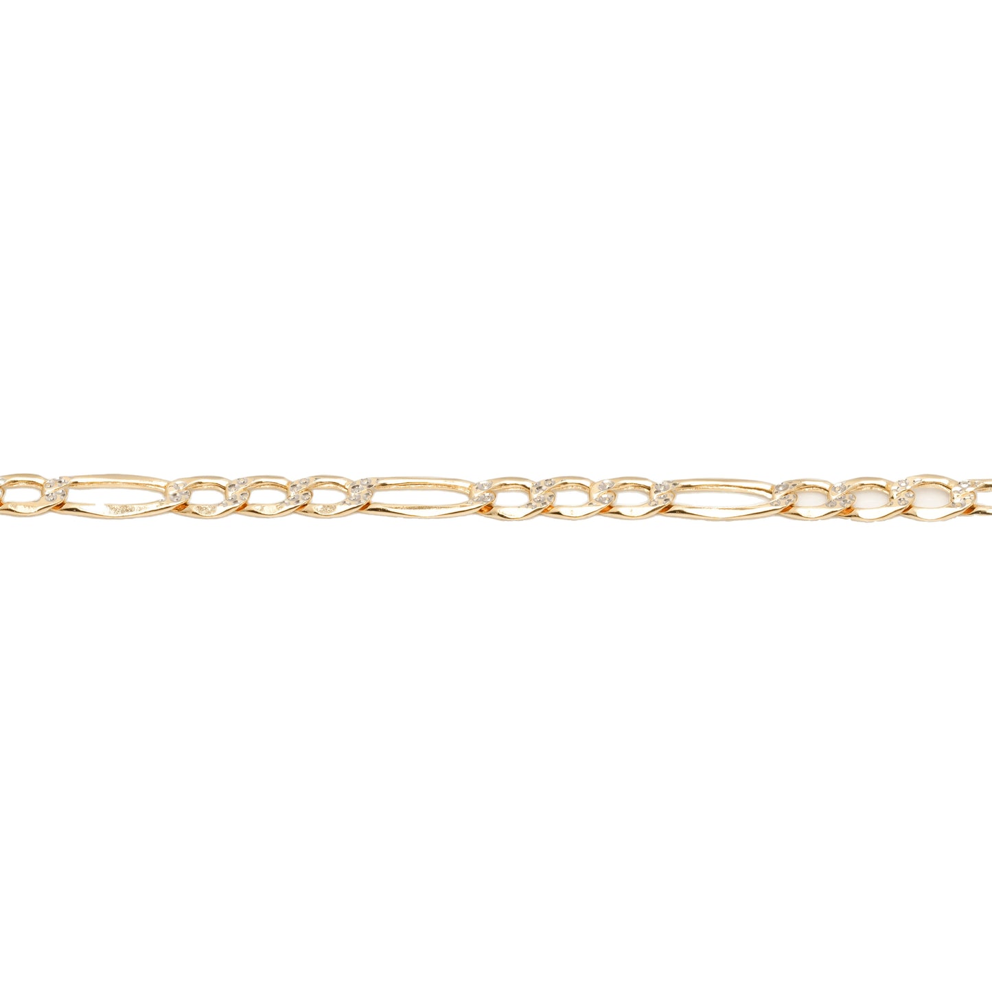 10K Two-Tone Yellow & White Gold Figaro Diamond-Cut 3.6mm Bracelet